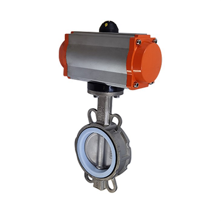 PTFE Lined Dn100 Wafer Pneumatic Butterfly Valve