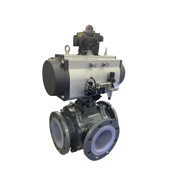 WCB Three-Way Flange Pneumatic Ball Valve